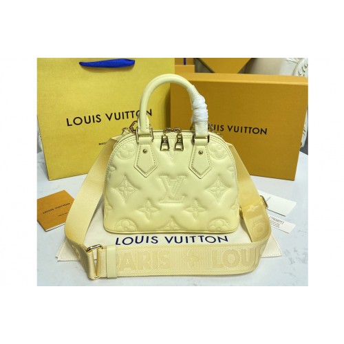 Louis Vuitton M59821 Alma BB handbag in Banana Yellow Quilted and embroidered smooth calf leather Louis Vuitton M59821 Alma BB handbag in Banana Yellow Quilted and embroidered smooth calf leather