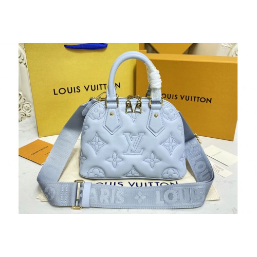 Louis Vuitton M59822 Alma BB handbag in Blue Quilted and embroidered smooth calf leather Louis Vuitton M59822 Alma BB handbag in Blue Quilted and embroidered smooth calf leather