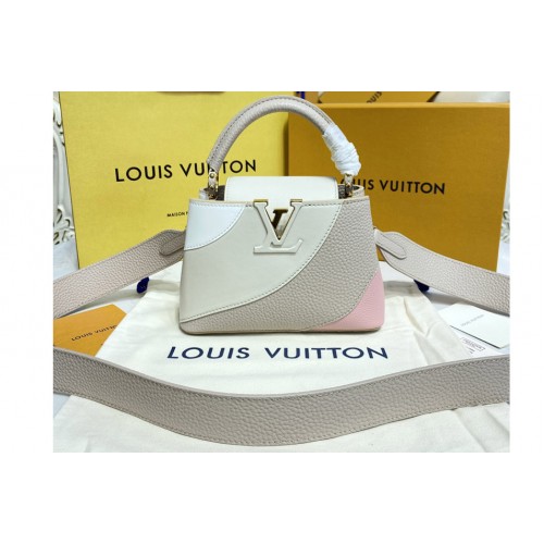 Louis Vuitton M59864 Capucines Mini handbag in Pink Gray Taurillon leather