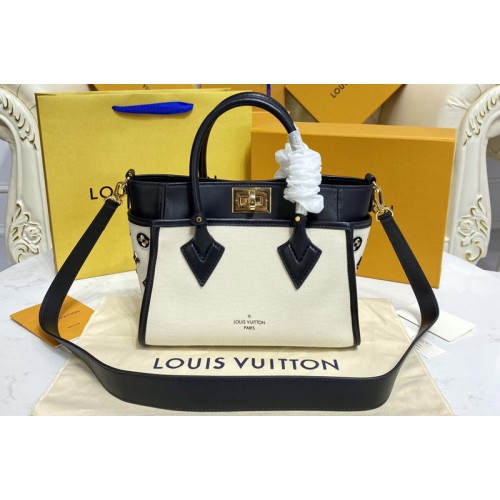 Louis Vuitton M59908 On My Side PM Tote Bag canvas with Black smooth leather Louis Vuitton M59908 On My Side PM Tote Bag canvas with Black smooth leather
