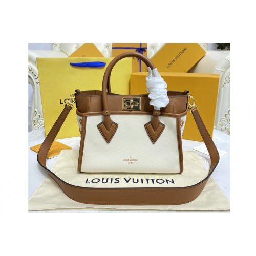 Louis Vuitton M59905 On My Side PM Tote Bag canvas with Brown smooth leather Louis Vuitton M59905 On My Side PM Tote Bag canvas with Brown smooth leather