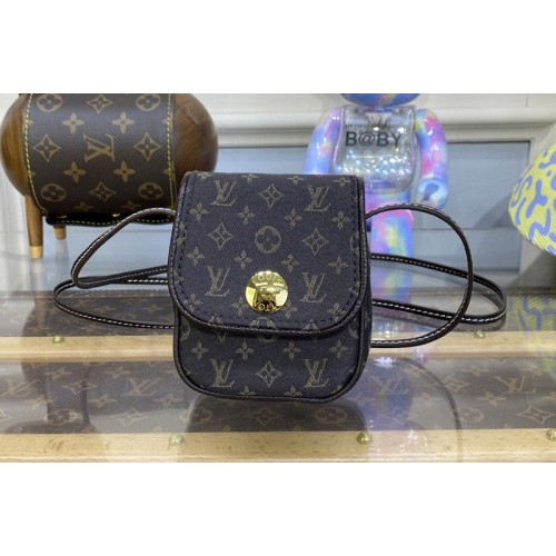 Louis Vuitton M60018 Pochette Cancun Shoulder Bag in Brown Monogram Denim Canvas