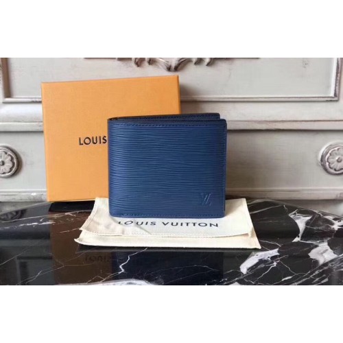 Louis Vuitton M60053 Amerigo Wallet in Blue Epi Leather Louis Vuitton M60053 Amerigo Wallet in Blue Epi Leather