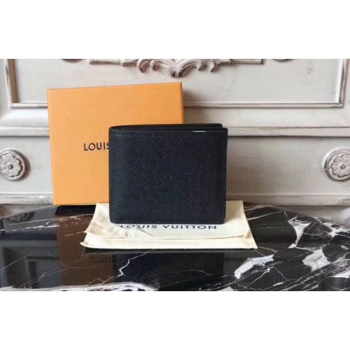 Louis Vuitton M62045 Amerigo Wallet in Black taiga Leather