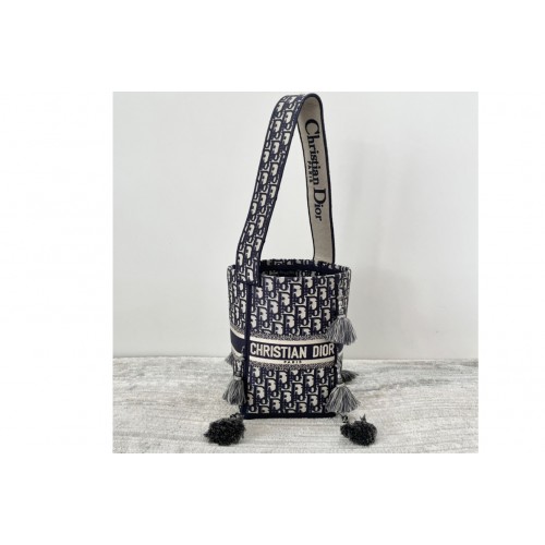 Christian Dior M1276 D-Bubble bucket bag in Blue Dior Oblique Jacquard