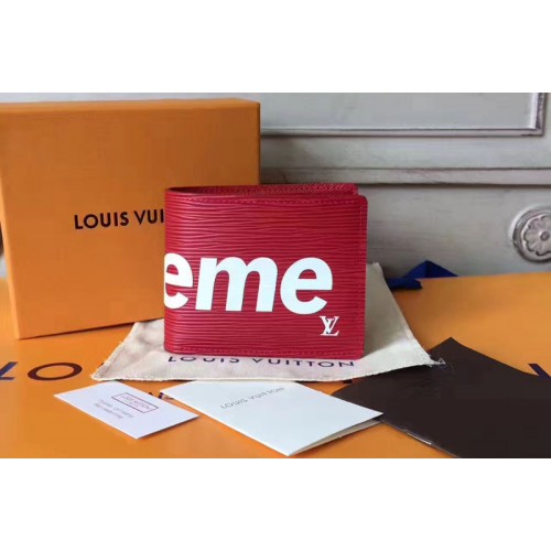 Louis Vuitton x Supreme M60332 Wallet in Red Epi Leather