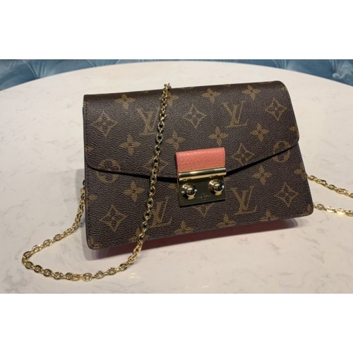 Louis Vuitton M60357 Croisette chain wallet in Monogram canvas With Pink Leather