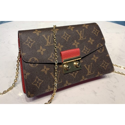 Louis Vuitton M60357 Croisette chain wallet in Monogram canvas With Red Leather