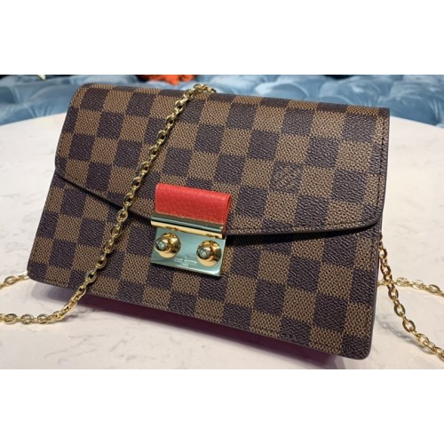 Louis Vuitton N60288 Croisette chain wallet in Damier Ebene canvas With Red Leather