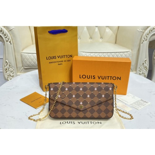 Louis Vuitton N60474 Felicie Pochette Bag in Damier Ebene coated canvas