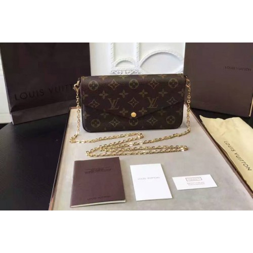 Louis Vuitton M61276 Felicie Chain Wallet in Monogram Canvas