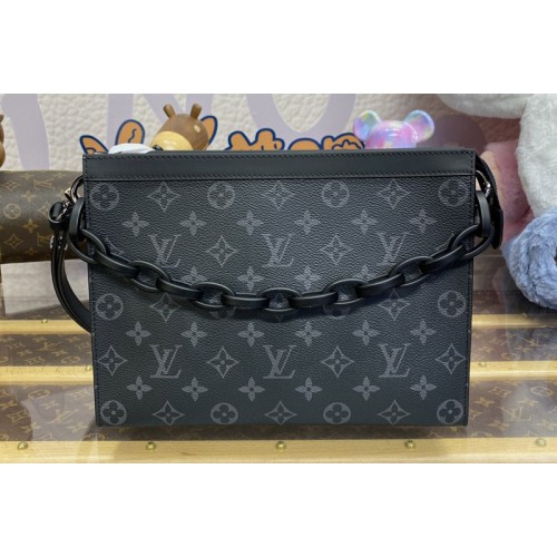 Louis Vuitton M61692 Pochette Voyage MM On Chain Bag in Monogram Eclipse canvas Louis Vuitton M61692 Pochette Voyage MM On Chain Bag in Monogram Eclipse canvas