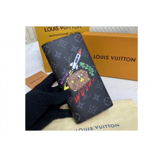 Louis Vuitton M61697 Brazza Wallet in Monogram Eclipse Canvas