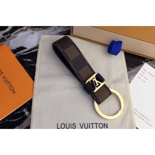 Louis Vuitton M62706 Dragonne Key Holder Damier Ebene Canvas Gold Hardware