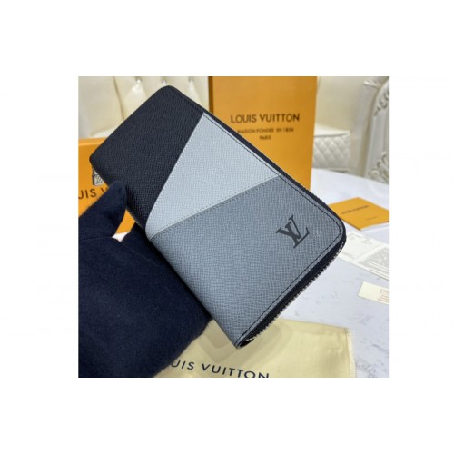 Louis Vuitton M30731 Zippy Vertical wallet in Gray monochrome Taiga leather