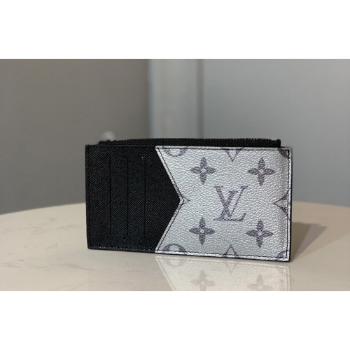 Louis Vuitton M64038 Coin Card Holder in Silver Monogram Eclipse Canvas