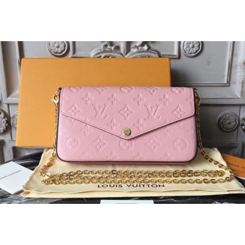 Louis Vuitton M64065 Pochette Felicie Bags in Pink Monogram Empreinte Leather