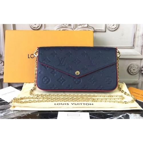 Louis Vuitton M64099 Pochette Felicie Bags in Navy Blue Monogram Empreinte Leather