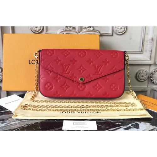 Louis Vuitton M64065 Pochette Felicie Bags in Red Monogram Empreinte Leather