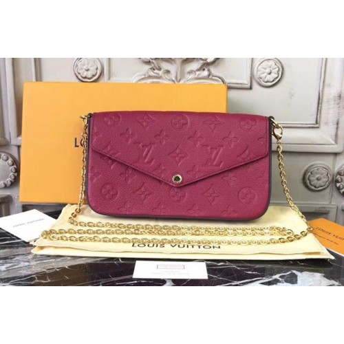 Louis Vuitton M64065 Pochette Felicie Bags in Rosy Monogram Empreinte Leather
