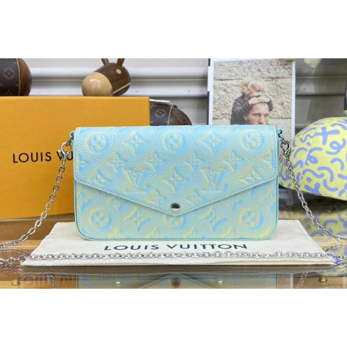 Louis Vuitton M64064 Felicie Pochette Bag in Water Green Monogram Empreinte Leather