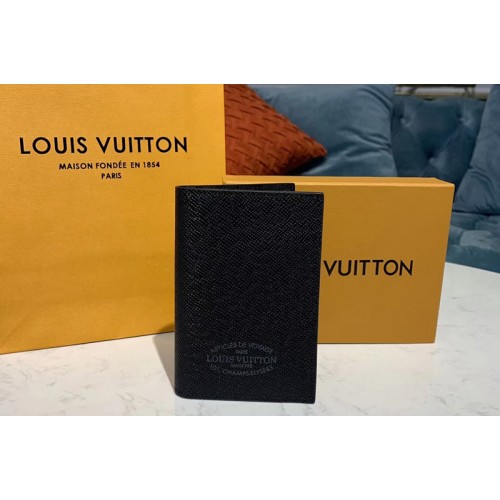 Louis Vuitton M64411 Passport cover Wallet Black Taiga leather