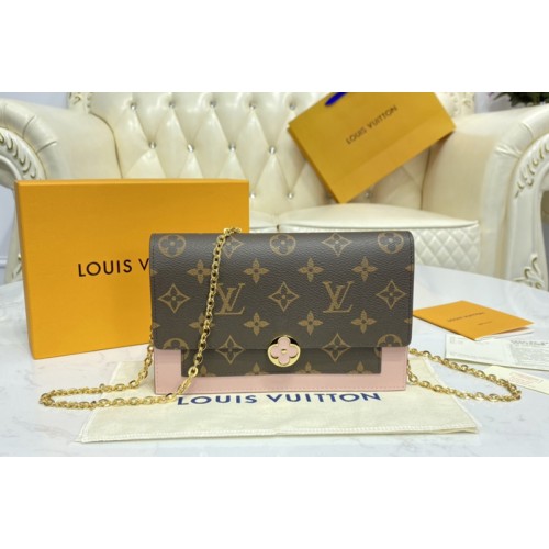 Louis Vuitton M69579 Flore chain wallet in Monogram coated canvas and Pink calf leather