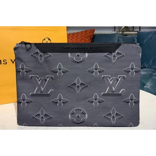 Louis Vuitton M68777 Reversible Pouch Gray-black embossed Monogram and multicolored rainbow