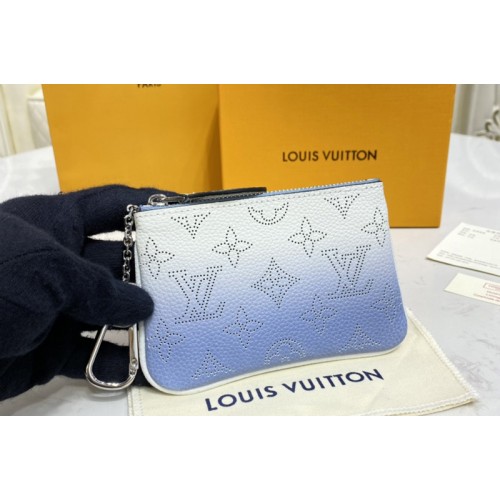 Louis Vuitton M69508 Key Pouch in Gradient Blue Mahina perforated calf leather
