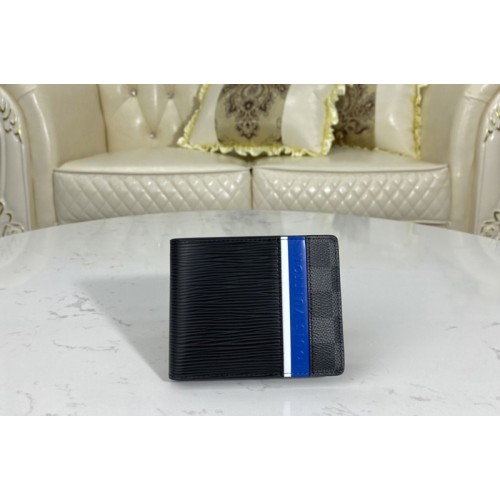 Louis Vuitton M69538 Multiple wallet in Black Epi leather and Damier Graphite coated canvas