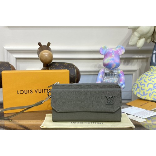 Louis Vuitton M69831 New Long Wallet in Green grained calf leather