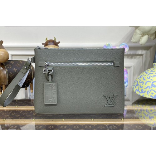 Louis Vuitton M69837 Takeoff Pouch in Gray grained calf leather