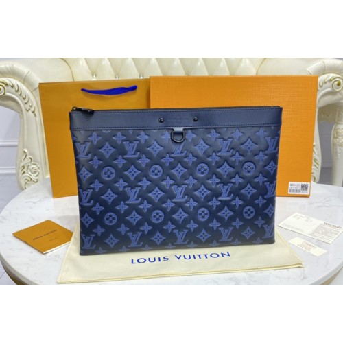 Louis Vuitton M80425 Discovery Pochette GM in navy blue Monogram Shadow calf leather