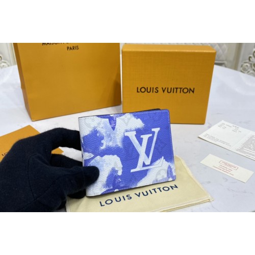 Louis Vuitton M80458 Multiple wallet in Monogram Watercolor Blue coated canvas