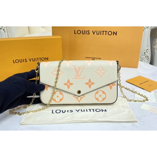 Louis Vuitton M80498 Felicie Pochette Bag in Cream Saffron Monogram Empreinte leather