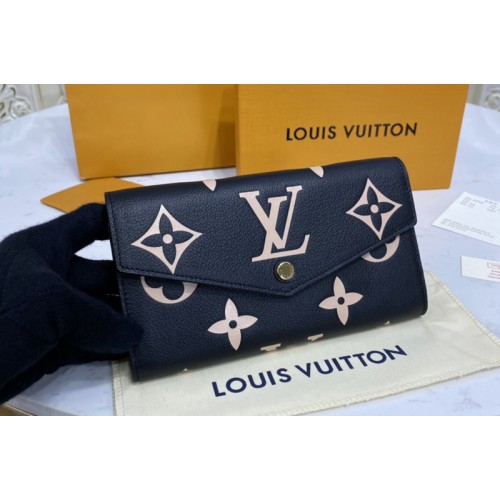 Louis Vuitton M80496 Sarah wallet in Black Beige Monogram Empreinte leather