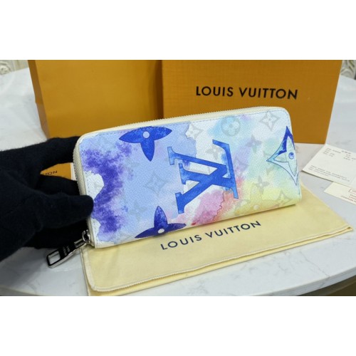 Louis Vuitton M80499 Zippy Vertical Wallet in Monogram Watercolor Multico coated canvas