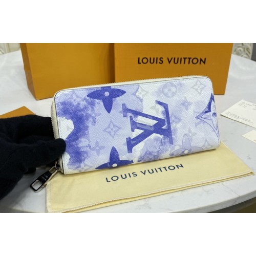 Louis Vuitton M80499 Zippy Vertical Wallet in Monogram Watercolor Blue coated canvas