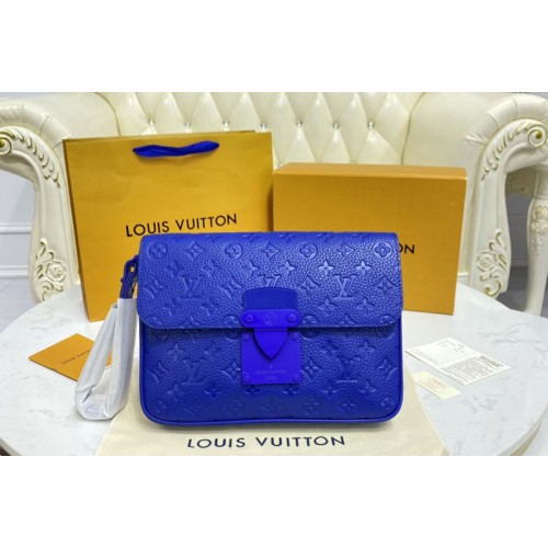 Louis Vuitton M80582 S Lock A4 Pouch Bag in Blue Monogram-embossed Taurillon cowhide leather