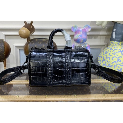 Louis Vuitton N80241 Keepall XS Bag in Croco Matte Black Crocodilian leather