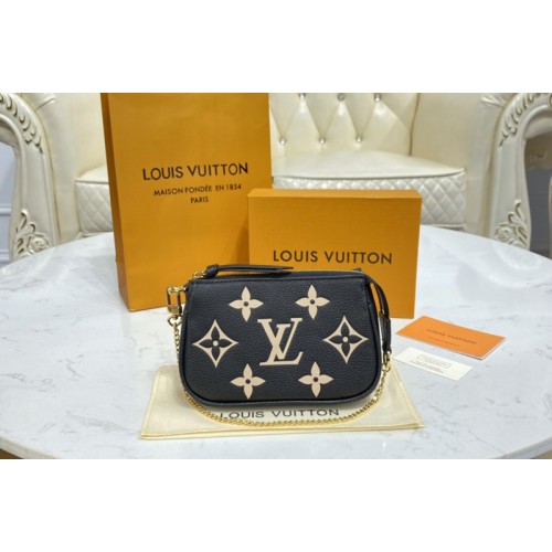 Louis Vuitton M80732 Mini Pochette Accessoires in Black and Beige Embossed supple grained cowhide leather