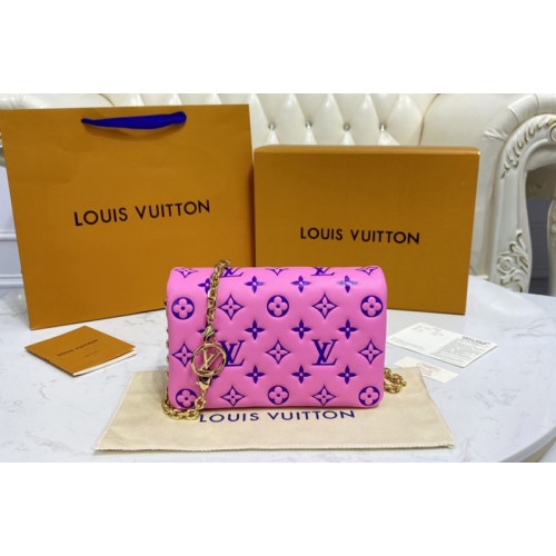 Louis Vuitton M80745 Pochette Coussin Bag in Pink Purple Monogram-embossed lambskin