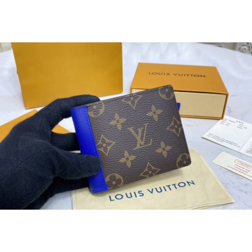 Louis Vuitton M69408 Multiple wallet in Monogram Macassar coated canvas With Blue