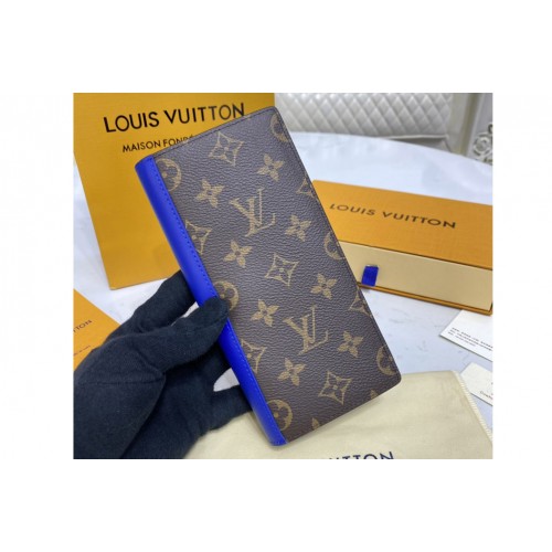 Louis Vuitton M81538 Brazza wallet in Monogram Macassar coated canvas With Blue