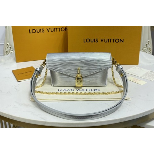 Louis Vuitton M80819 Padlock on Strap bag in Silver Epi Leather