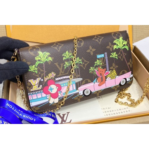 Louis Vuitton M80859 Felicie Pochette Bag in Monogram canvas With Pink