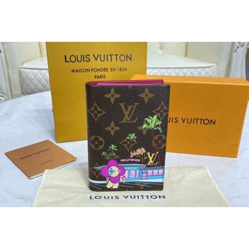 Louis Vuitton M80886 Passport Cover in Monogram canvas With Fuchsia Pink
