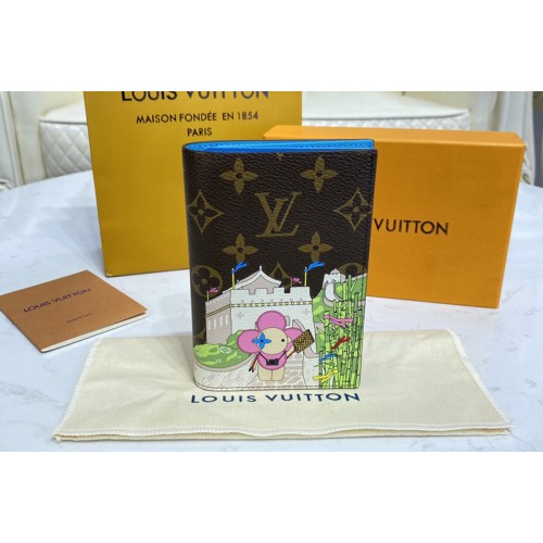 Louis Vuitton M80886 Passport Cover in Monogram canvas With Myosotis Blue