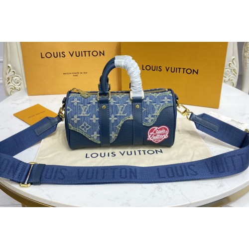 Louis Vuitton M81011 Keepall XS Bag in Blue Monogram Denim
