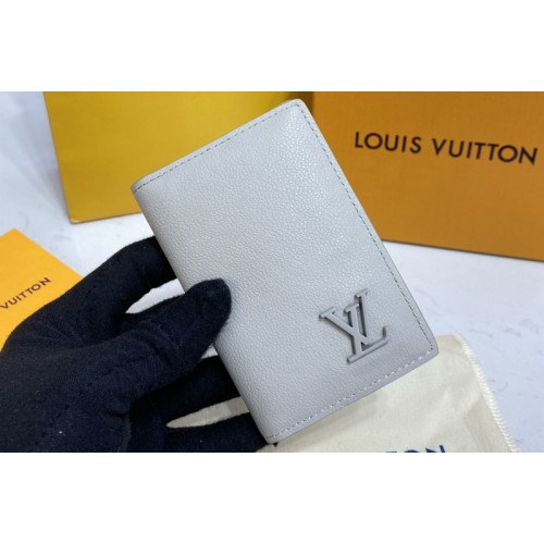 Louis Vuitton M81028 Pocket Organizer wallet Gray Aerogram cowhide leather
